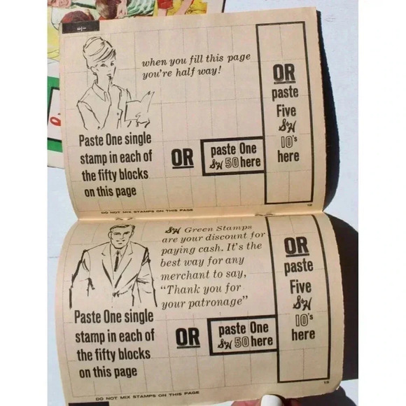 Vintage S&H Quick Saver Book Green Stamp Books & Stamps Lot - Picture 4 of 4